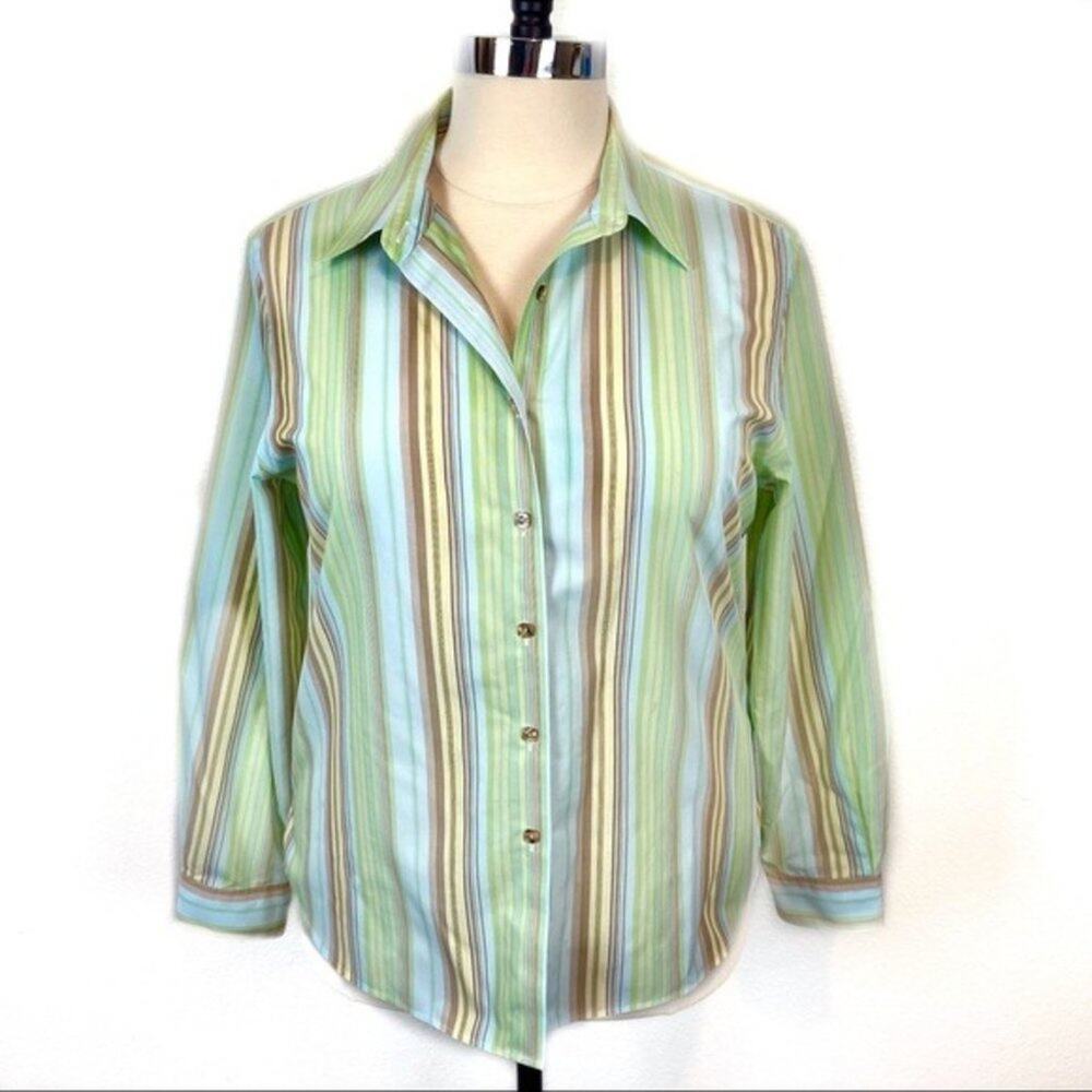 Pendleton Blue Green Yellow Stripe Button Shirt 18
